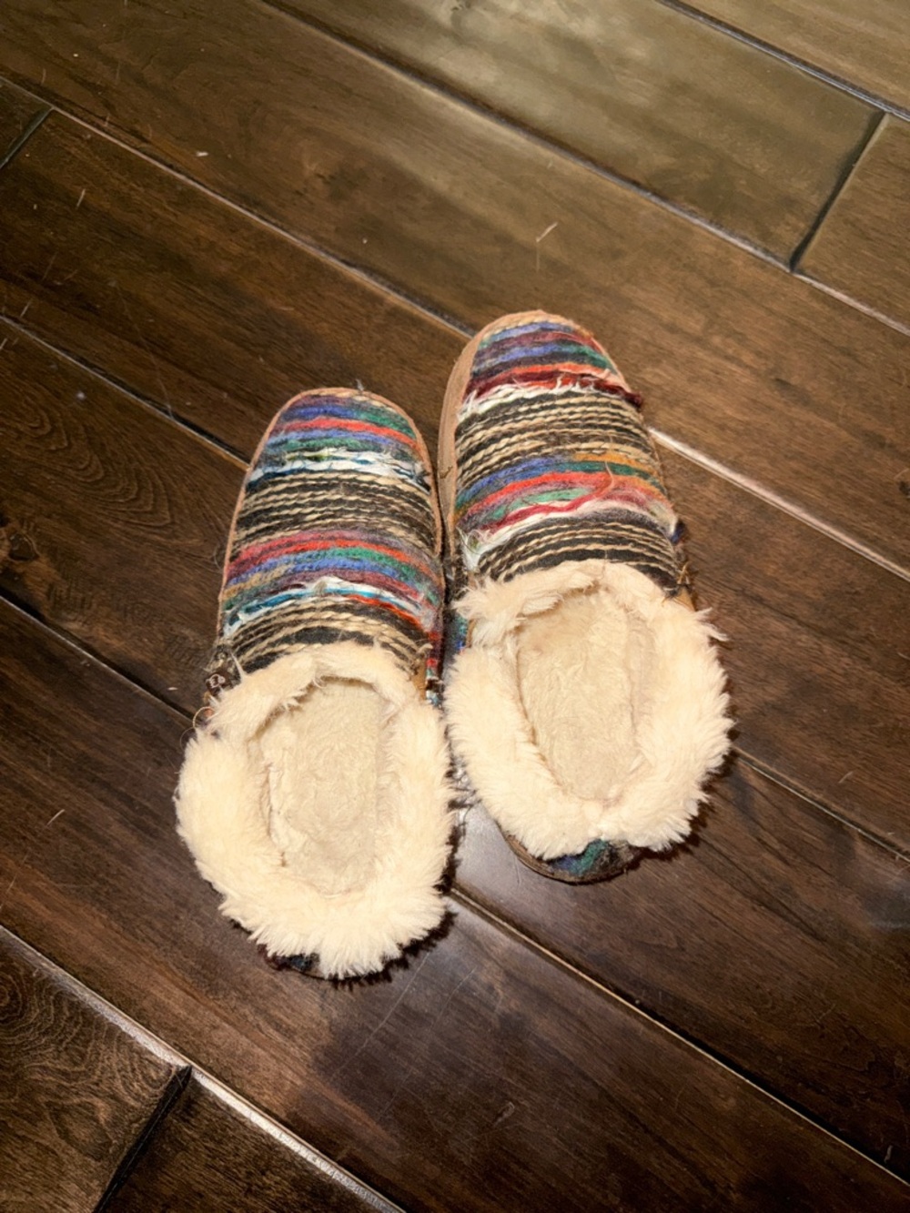 Lamo Multicolor Striped Fur-Lined Slip-On Slippers